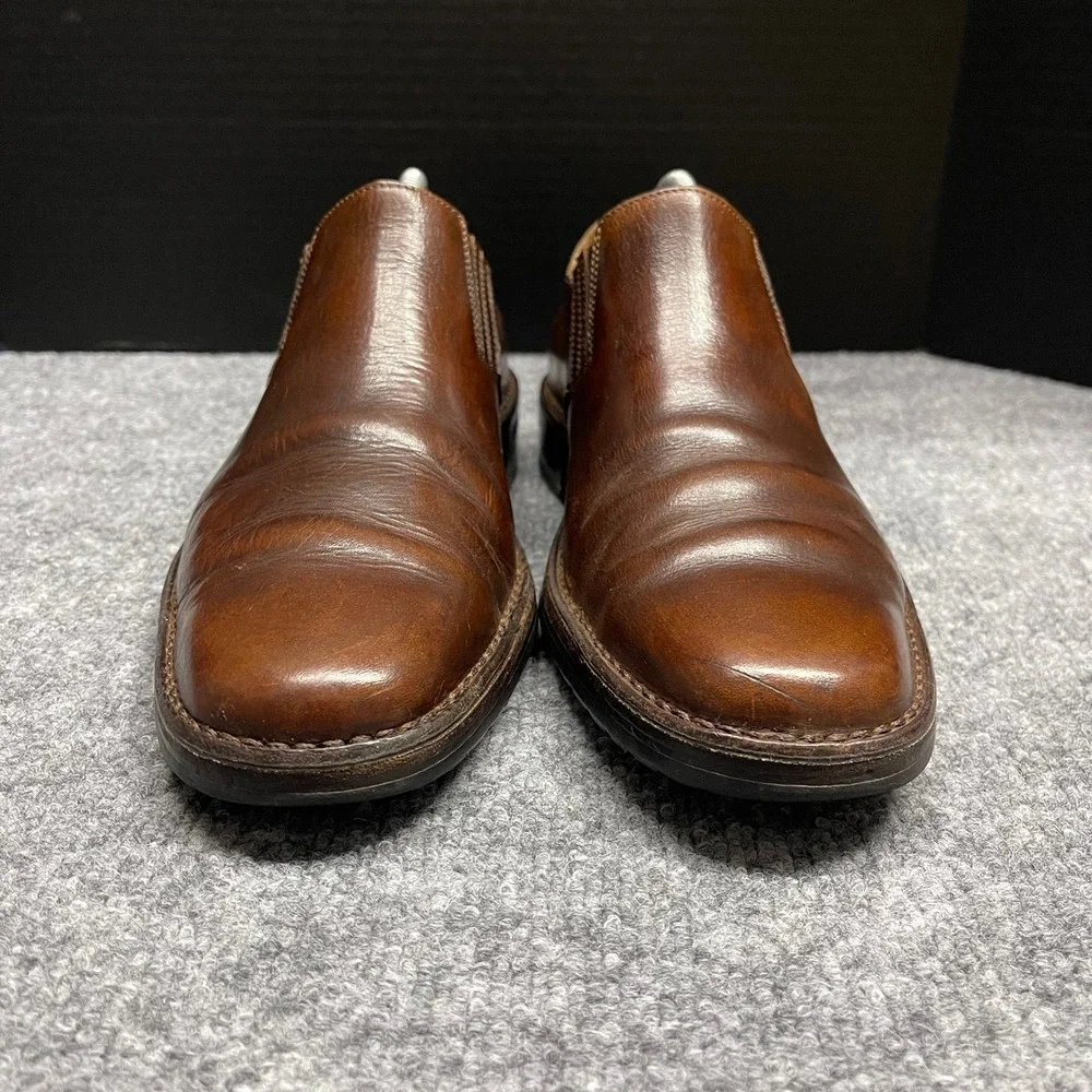 John Varvatos Shoes Mens Size 9 Brown Leather Slip On Loafers Hand Made in Italy